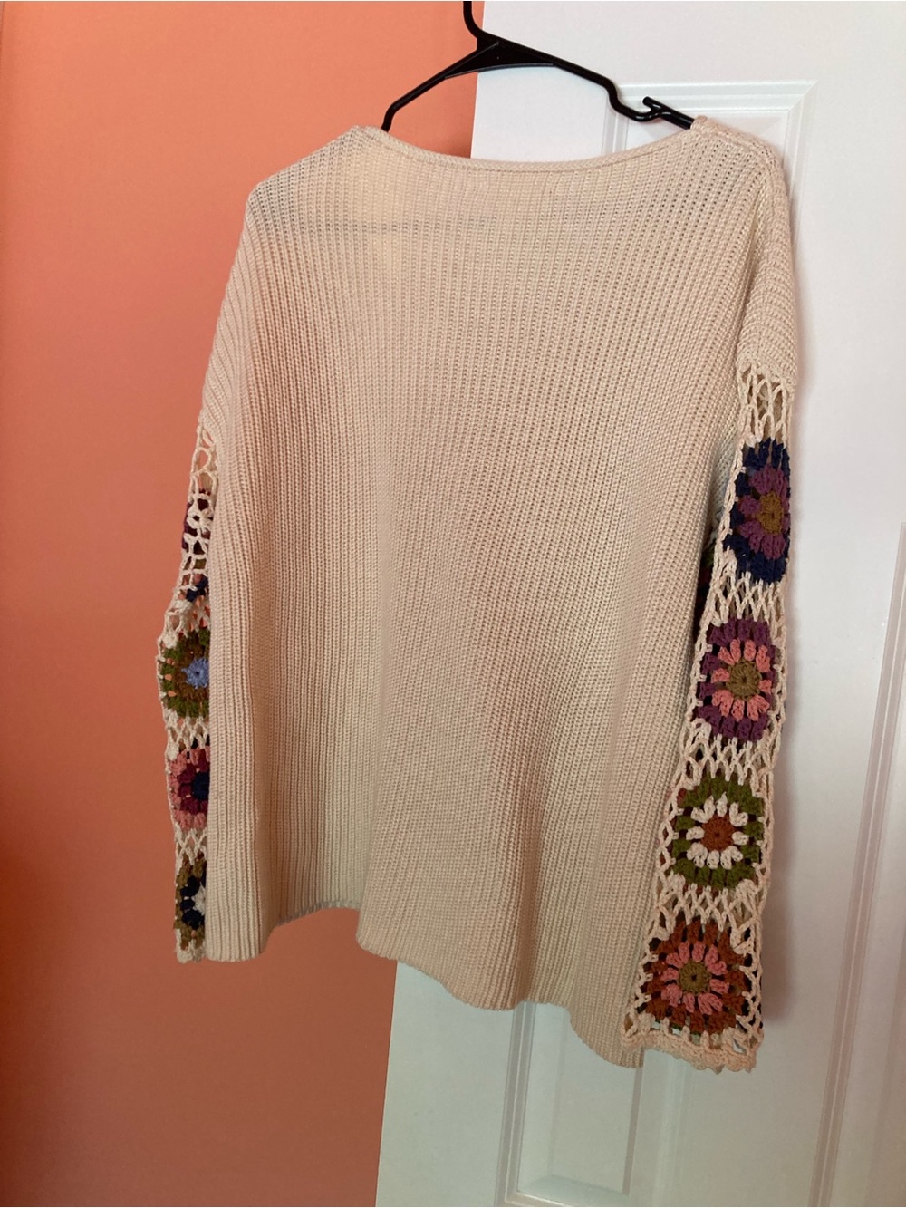 Heyden Cream Off-The-Shoulder Crochet-Sleeve Sweater - Picture 6 of 6